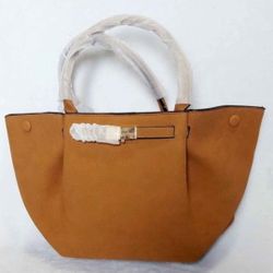 NEW! Tote Bag Purse Faux Suede & Gold Hardware (Caramel color)