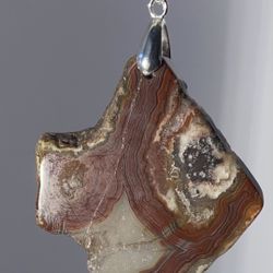 Necklace 45X40X5mm Natural Mexico Crazy Lace Agate Slab Pendant