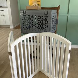 Used Once. Puppy Crate/Nice Wood Gate