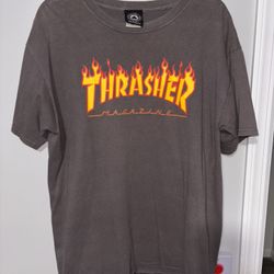 Rare Vintage Thrasher Magazine T-Shirt Men’s Large Gray Flames Classic Graphic