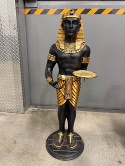 Large Egyptian Pharaoh Butler Statue with Tray