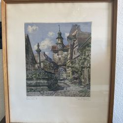 Original German Etching – Markusturm Rothenburg – Limited Edition 7/23 – Signed