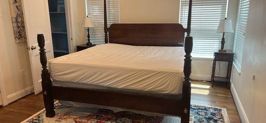 King size bed with mattress protector