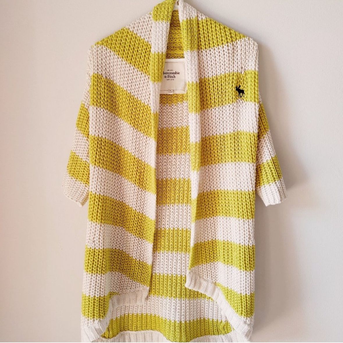Abercrombie & Fitch Lime Green Knit Sweater Cardigan - Medium