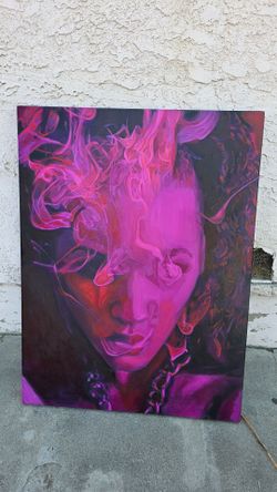 Pink and purple canvas painting