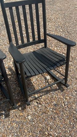 Black Wood Slat Rocking Chair