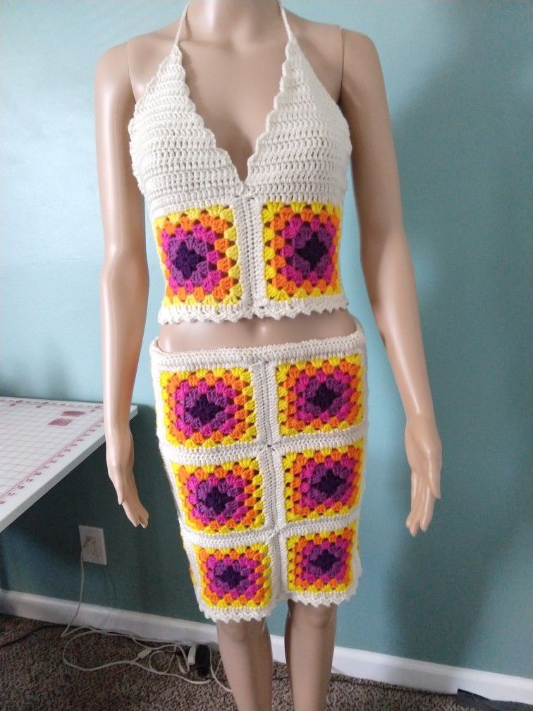 Hand Crocheted 2 Piece Dress