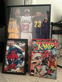 NBA & Marvel Wall Art Bundle (Kobe, Jordan, LeBron & Comics)