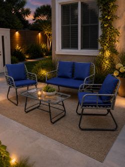 Patio Furniture Set, Blue and Gray, Brand New in Sealed Box