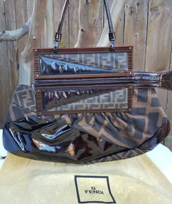 Fendi Zucca Canvas and leather Pochette purse