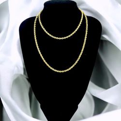 14kt 16.20g Yellow Gold Rope Chain.