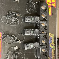Walkie Talkie Radios with Headsets & 6-Bank Charger SET OF 3 