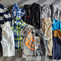 Boys Clottes Lot Size 4T 14 Items Shirt Pants Sweater Hoodie 