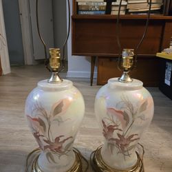 Vintage Iridescent Porcelain Lamps, 2.