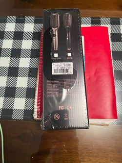 Hair Straightener Brush Black, Straightening Brush & Hot Comb 30s Fast Heating, Dual Voltage, Rotatable Power Cord, Negative Ionic Dense Bristles, Sui