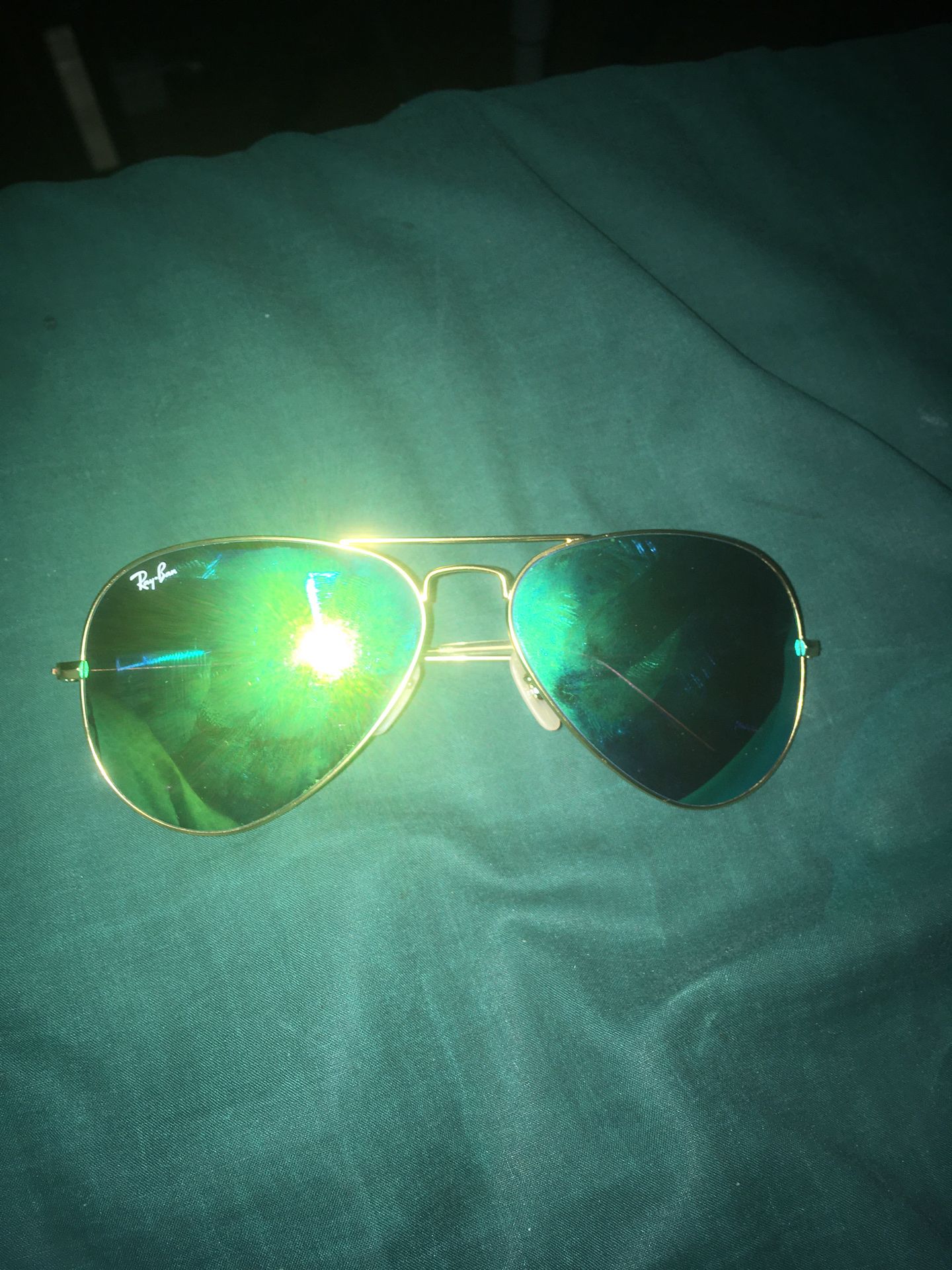 ray bans gold and green sunglasses