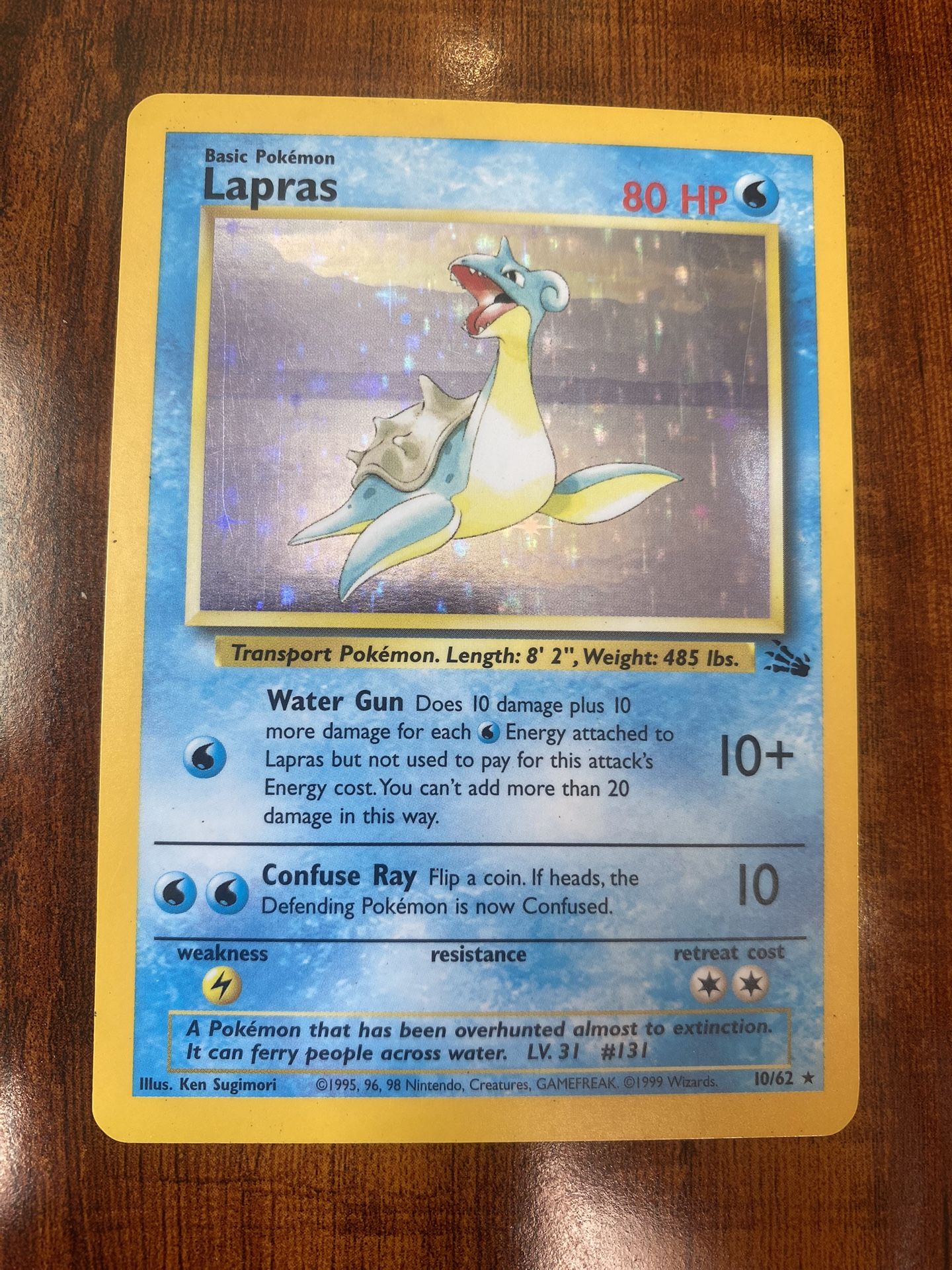 Pokemon Lapras Fossil 10/62 Vintage Holo Rare Unlimited MP/HP