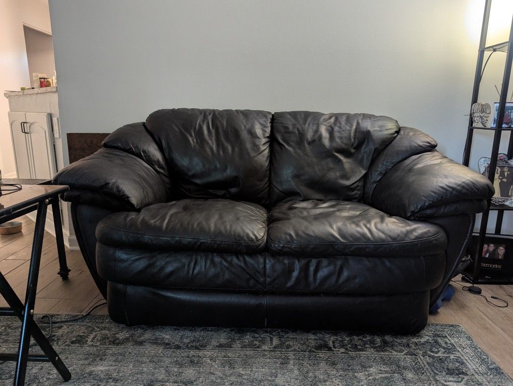 Comfy Leather Loveseat Couch
