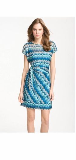 Donna Morgan Dolman Sleeve Zigzag Side Tie Dress Size 2