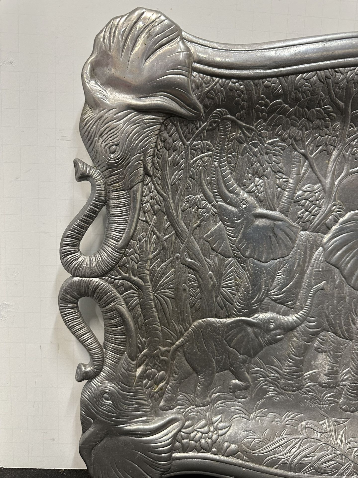 Vintage Arthur Court 1987 Aluminum Elephant Safari Serving Tray