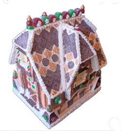 Rare Byers Choice Traditions "Sweet Bungalow" gingerbread house large figurine decor.