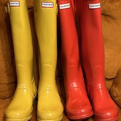 2 Pair Of HUNTER rain Tall Boots UNISEX men 7 Woman 8