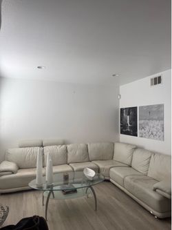 White Italian leather sofa