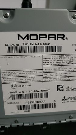 2017-2020 Chrysler pacifica dvd player
