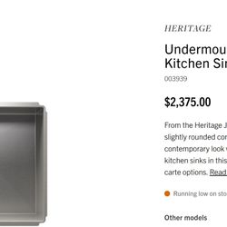 Julien J7 Stainless Undermount Kitchen Sink 21x18 – NEW – $2,300 Retail