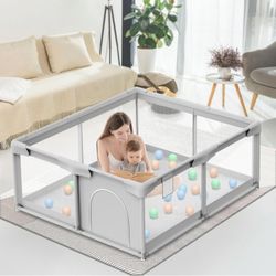 Baby Playpen Baby Playard, Play Pen for Babies and Toddlers with Gate, 50x50 Fence