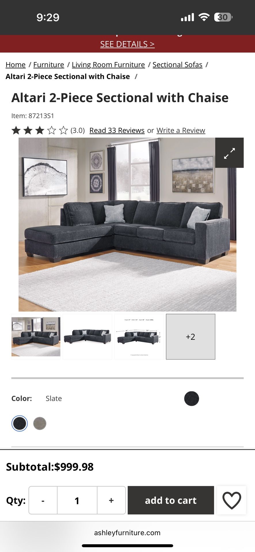 Altari 2-Piece Sectional with Chaise 