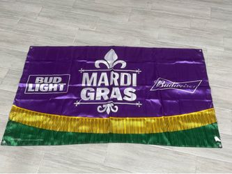 New Budweiser Bud Light Mardi Gras Flag Banner