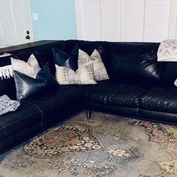 🛋️ Ballari 100% Italian Leather Levi Indigo Blue Sectional Sofa w/ Left-Facing Chaise