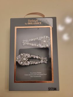 Silver Pearl Hair Clips