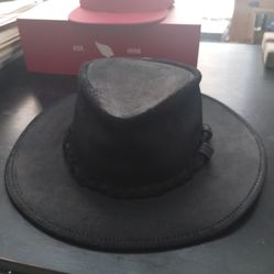 Genuine Leather Black Outback Minnetonka Hat XL Like New