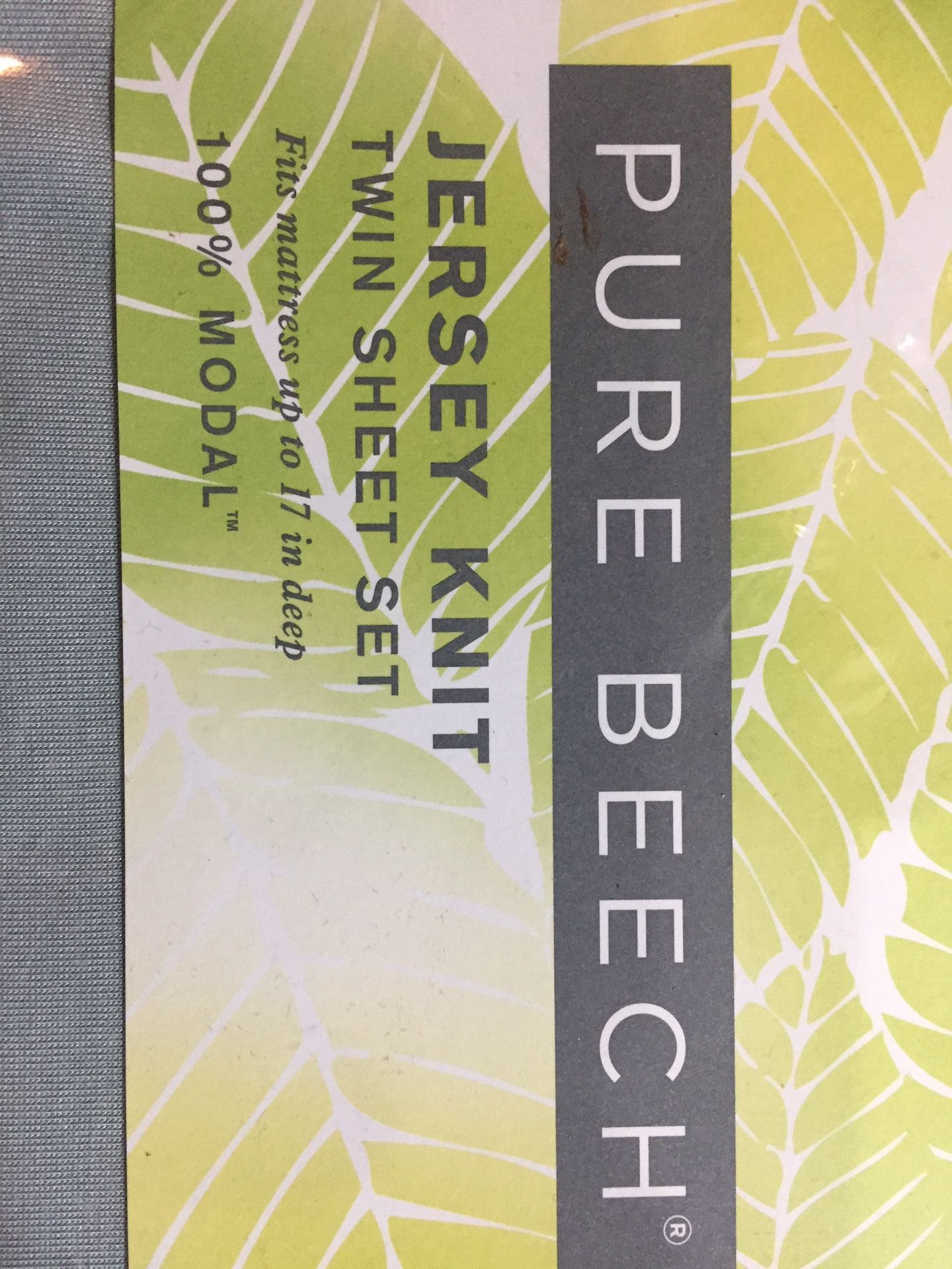 Pure Beech Jersey Knit Twin Sheet Set 100% Modal; packed closed/ feet mattress up to 17”deep in Silver color/ original price $79.99+Tax