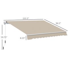 Outsunny 13' x 8' Retractable Awning, Patio Awnings, Sunshade Shelter w/ Manual Crank Handle, UV & Water-Resistant Fabric and Aluminum Frame for Deck,