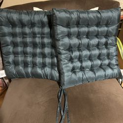 Tufted Chair Cushions - Set of 2 Dark Green. Read Description