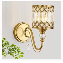 1-Light Gold Crystal Vanity Light,Vintage Wall Sconce