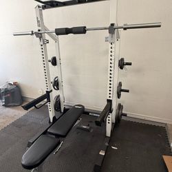 Squat Rack, Weights & Bench
