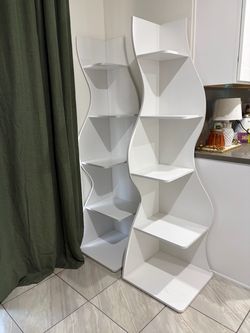 White Wave Corner Bookshelf $99 each