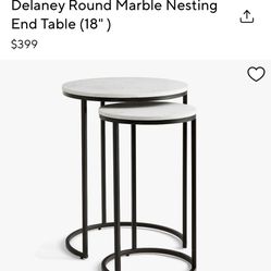 Pottery Barn Delaney marble nesting end tables