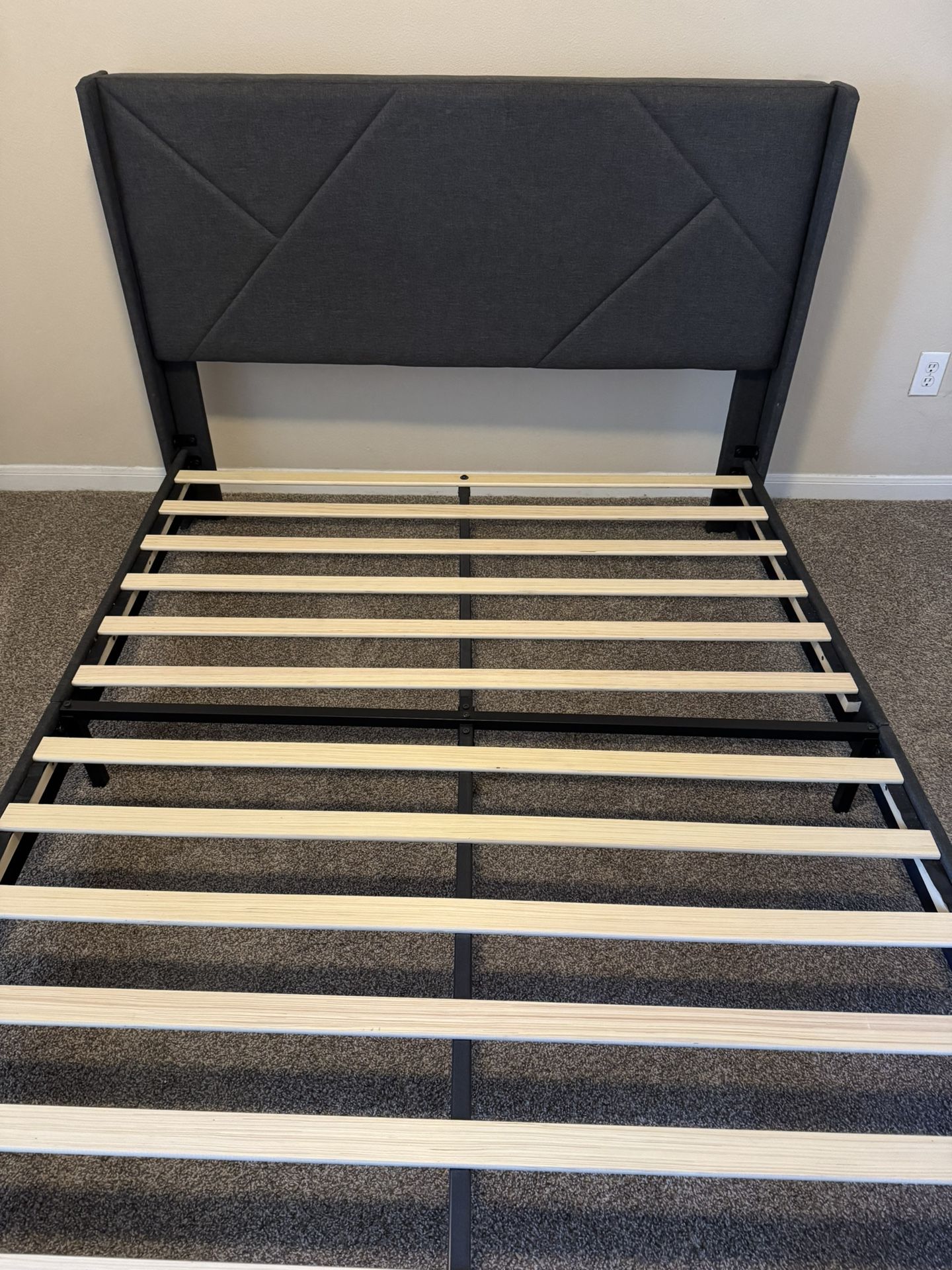Queen Bed Frame for Sale - Dark Grey Linen (Modern Style)