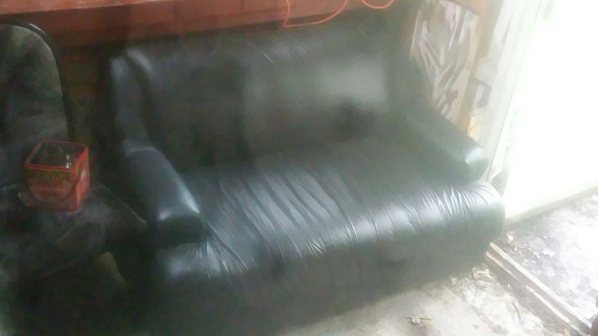 Black leather mattress sofa