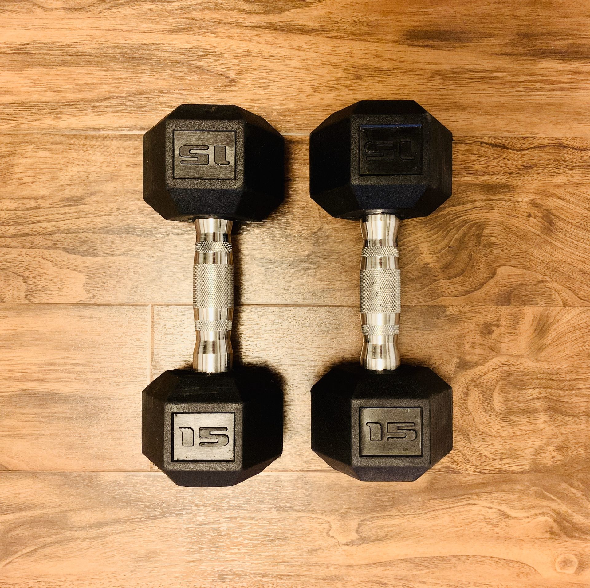 Two 15 lb Dumbbell Weights