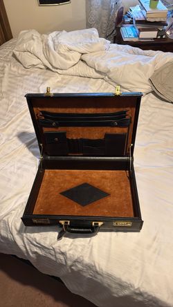 Brown Leather Briefcase with Gold Hardware.  Coach