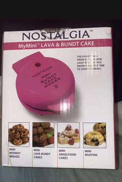 Nostalgia MyMini 5" Electric Lava Donut Muffin And Bundt Cake Maker Pink New