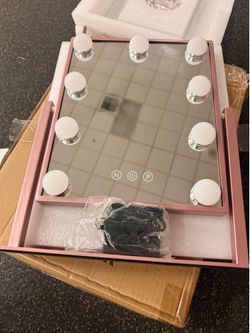 Makeup Mirror with 9 LED Bulbs Dimmable 3 colors