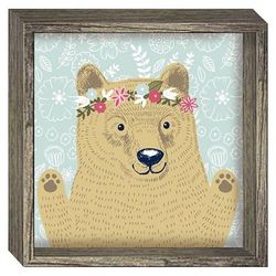 Cute Festival Bear Wood Framed Art Wall Decor by Pillowfort, 12" x 12"