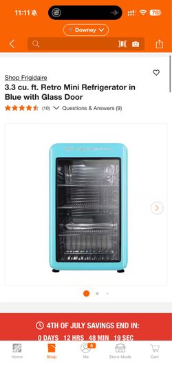 Frigidaire 3.3 cu. ft. Retro Mini Refrigerator in Blue with Glass Door